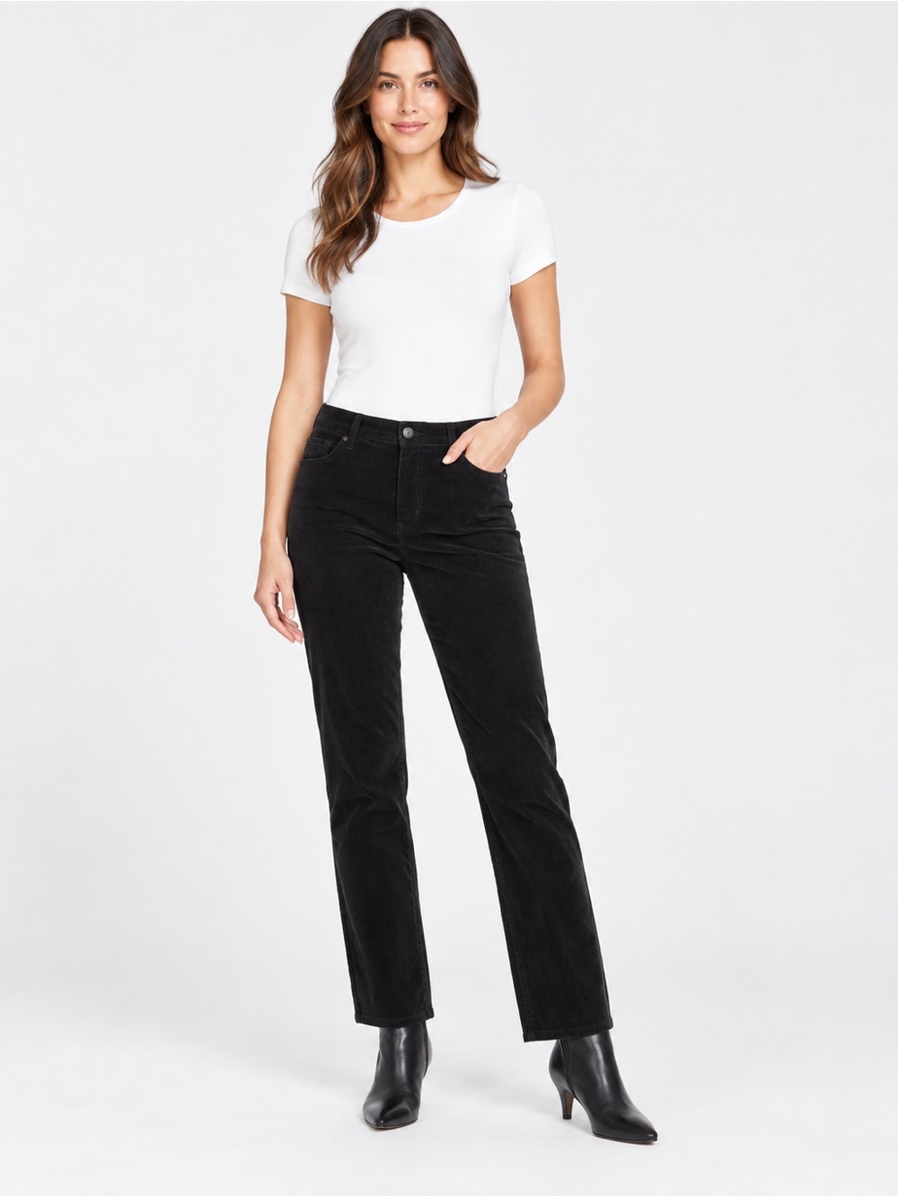 Classic Black Corduroy Straight-Leg Women’s Pant